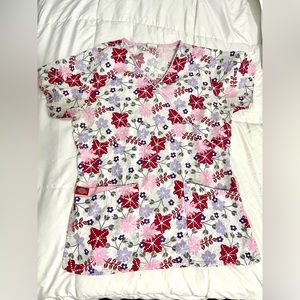 Pink & Purple Floral Dickies Scrub Top